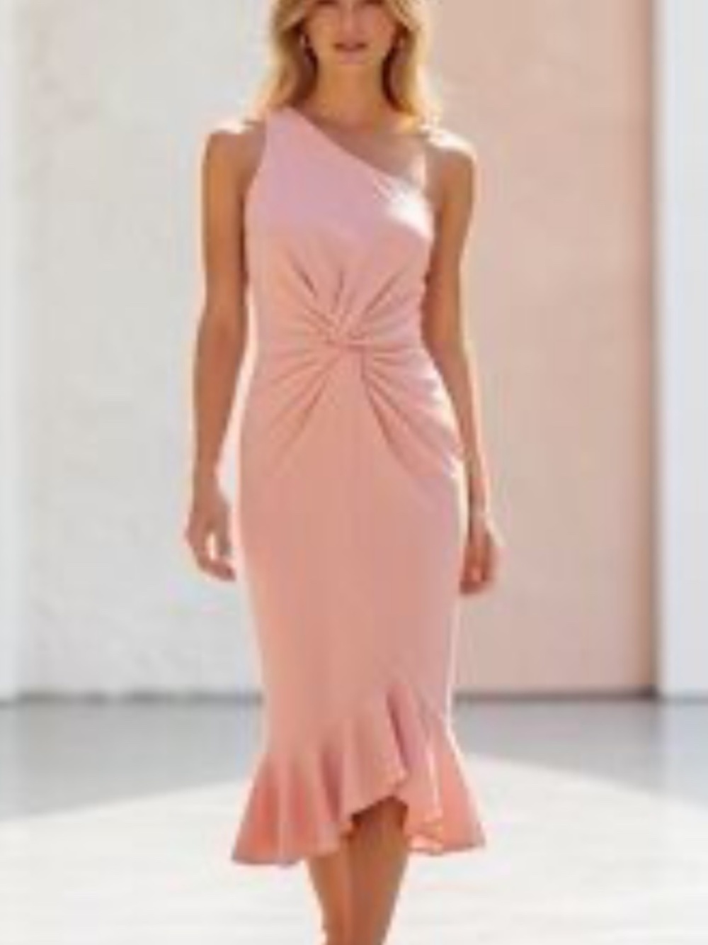 CHICME One-Shoulder Twist-Front Midi Dress, Size L